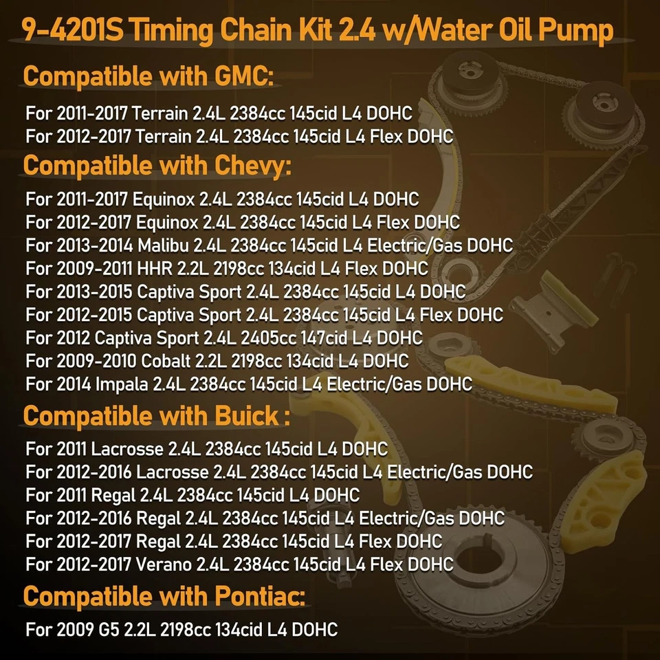 Timing Chain Kit Water&Oil Pump for 09-17 GMC Terrain Chevy Equinox Malibu 2.4L Foto 2 de 4