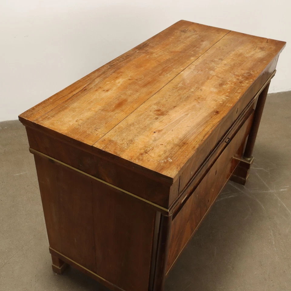 Commode Empire Ancienne Noyer Peuplier Bronze Italie XIXe Siècle Originale - Photo 4/4