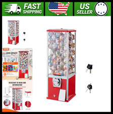 VEVOR 25" Gumball Machine, Coin-Operated Capsule Dispenser, Red