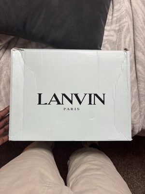 LANVIN Paris Men's Black High Top Sneakers Multicolor Zigzag Laces Gum Sole