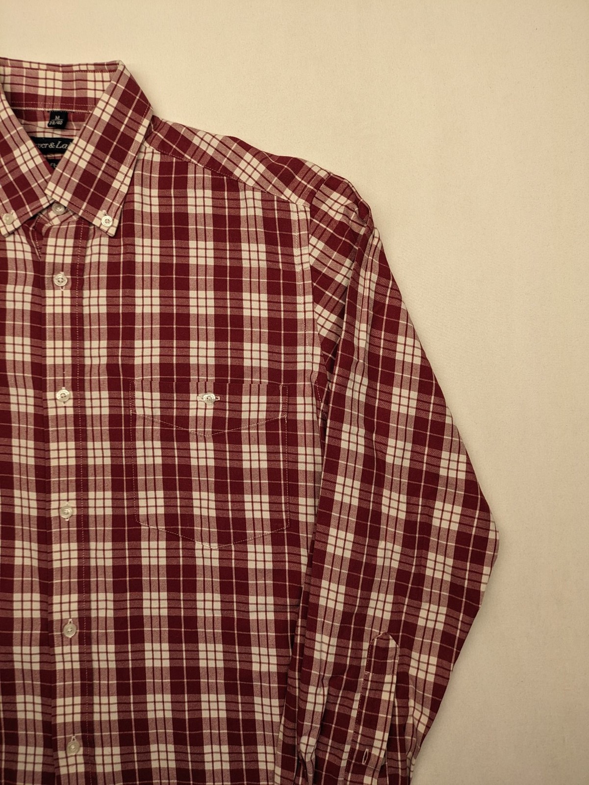 Rover & Lakes Herren Hemd Gr. M 39/40 rot kariert langarm Baumwolle Button Down image 2