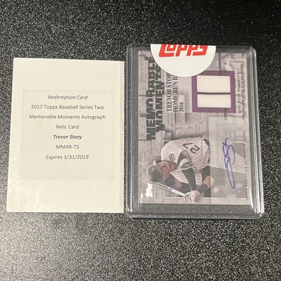 2017 Topps Baseball Memorable Moments Auto Relic Card Trevor Story #MMAR-TS /35