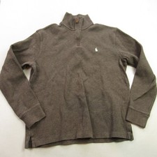Polo Ralph Lauren Mens Medium Brown Long Sleeves 1/4 Zip Sweater Pullover Casual