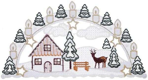 Fensterbild Weihnachten Schwibbogen 30 Cm Fensterdekoration Weiß Plauener Spitze-image