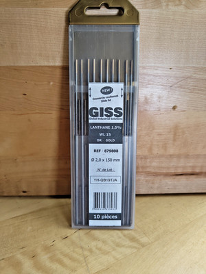 10 x WIG Schweißen Wolframelektrode 2,0 mm x 150 mm GOLD GISS Lanthan 1,5%