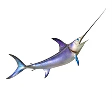 Swordfish Sculpture Large Fiberglass Wall Mount Nautical Fishing Sport Decor