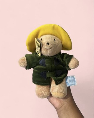 Rainbow Designs Paddington Bear Plush Stuffed Animal 2002 Yellow Hat Green Coat