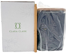 Bathroom Accessories Set - Clara Clark 20PC Bamboo Set w/ Shower Curtain - Black