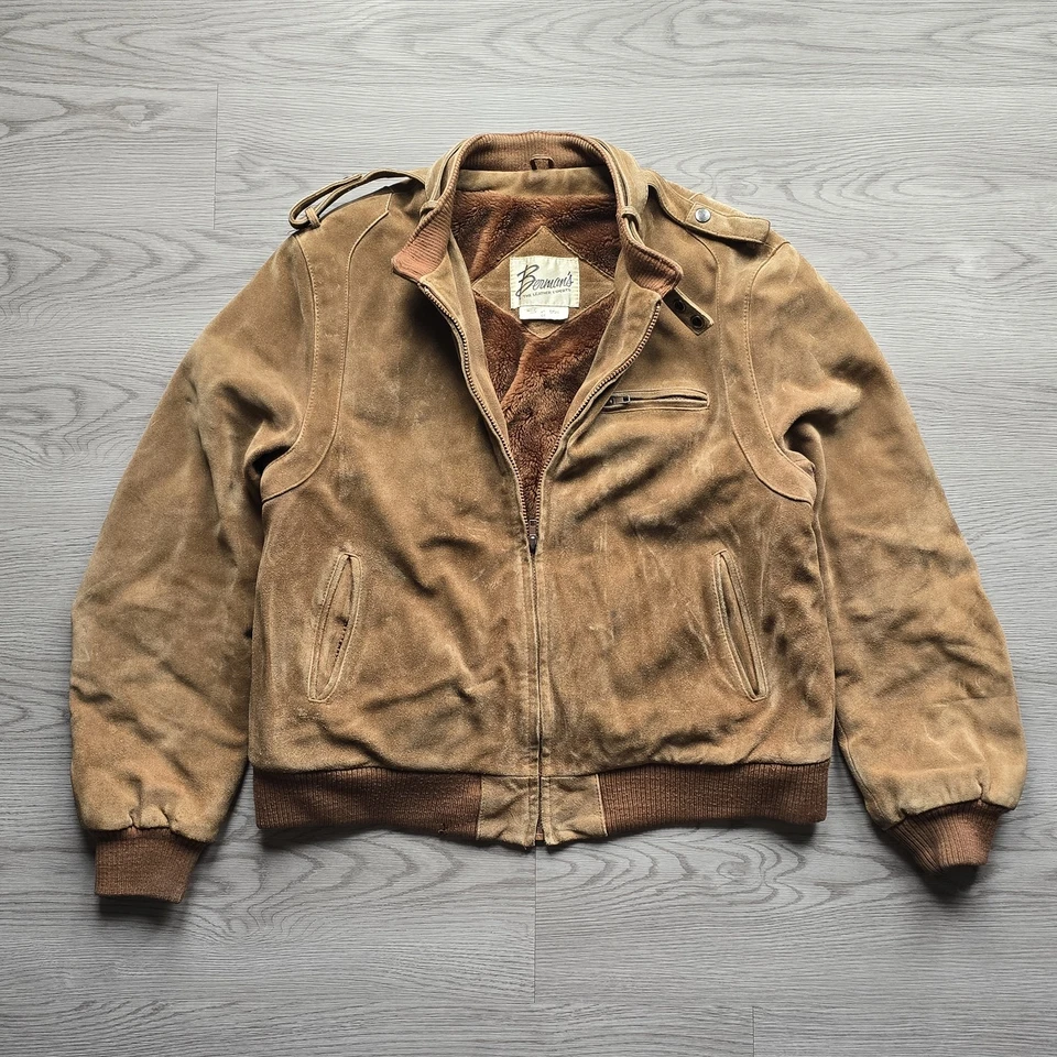 Abrigo Chaqueta Bomber Bermans Marrón Café Corredor Motocicleta Cuero Para Hombre 46 Foto 2 de 4