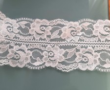 1m x 60mm fine lace trim pure white sold by the metre roses non elastic Encaj...