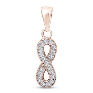 Authentic Simulated Diamond Infinity Symbol Pendant 14K Gold Plated 925 Sterling Silver