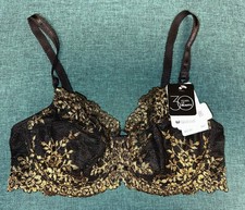 Wacoal 65191 Embrace Lace Black Gold Lace Underwire Bra 34C NEW WITH TAGS