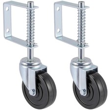 2 Pack 4 Inch Spring Loaded Gate Wheel, Heavy Duty Black, Silver