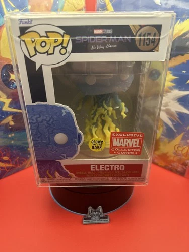 Funko Pop! Marvel Spider-Man (Electro #1154) GITD Collector Corps W/ Protector