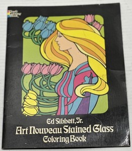 Vintage Dover Stained Glass Windows Coloring Book Art Nouveau 1977 1st Edition
