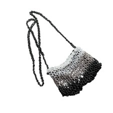 Cache Black Beaded Small Evening Shoulder Purse Handbag Vintage 1980s Handmade