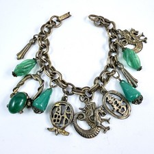 VTG Green Glass Beaded Dragon Chinese Symbol ...
