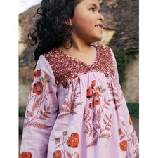 Pink Chicken Girls Courtney Dress 12Y Pink Floral Boho Sequin Long Sleeve Cotton