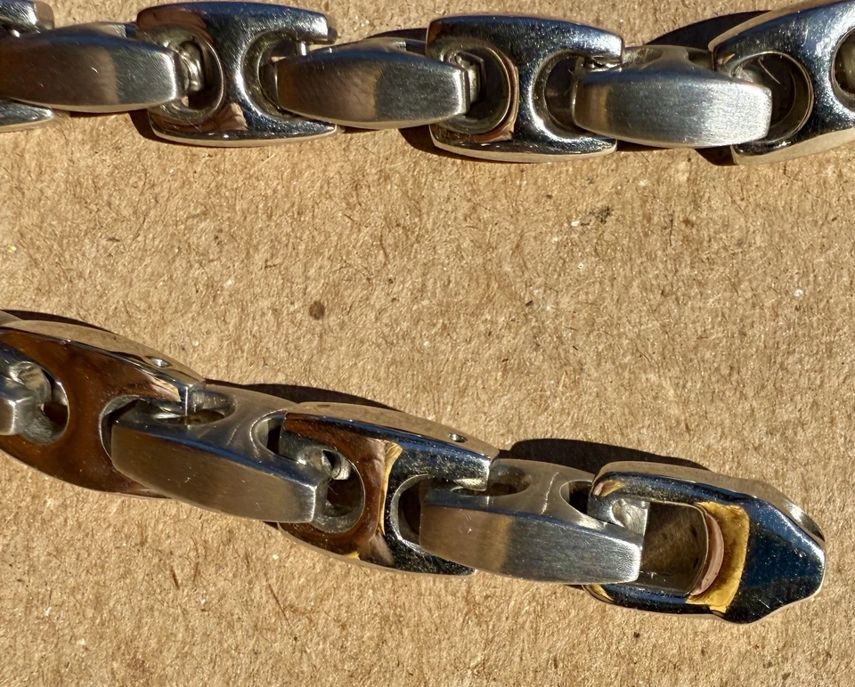 Bonito par de collar y pulsera de eslabones Mariner gruesos pesados de acero inoxidable para hombre’s Foto 4 de 4