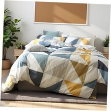 Geometric Duvet Cover Set Size, Abstract Pattern Print Bedding Triangle King