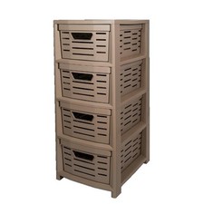 Cassettiera Multiuso in Plastica Uniko 4 Cassetti Tortora 36,5 × 28,5 × 67,5 cm