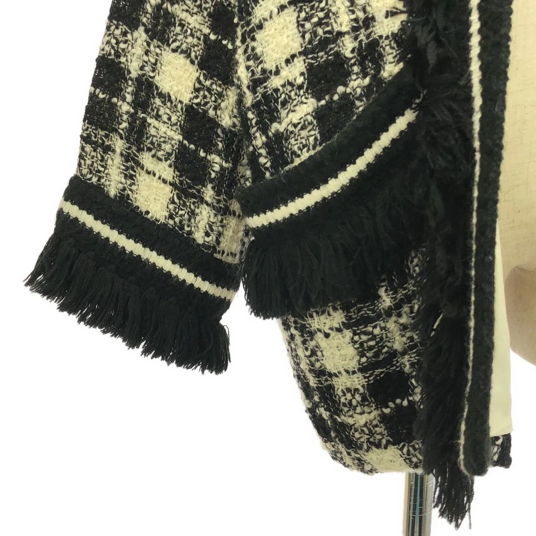 Gucci Collezione Resort 2021AW Check Frange Tweed senza colletto usato0