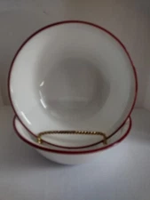 Corelle Classic Cafe Red  Soup Cereal Salad Bowls 6-1/4" Red Rim Trim Set of 2