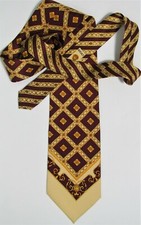 Vtg 1990s Gianni Versace Gold Grecian Medusa Blue Silk Men's Tie V Design
