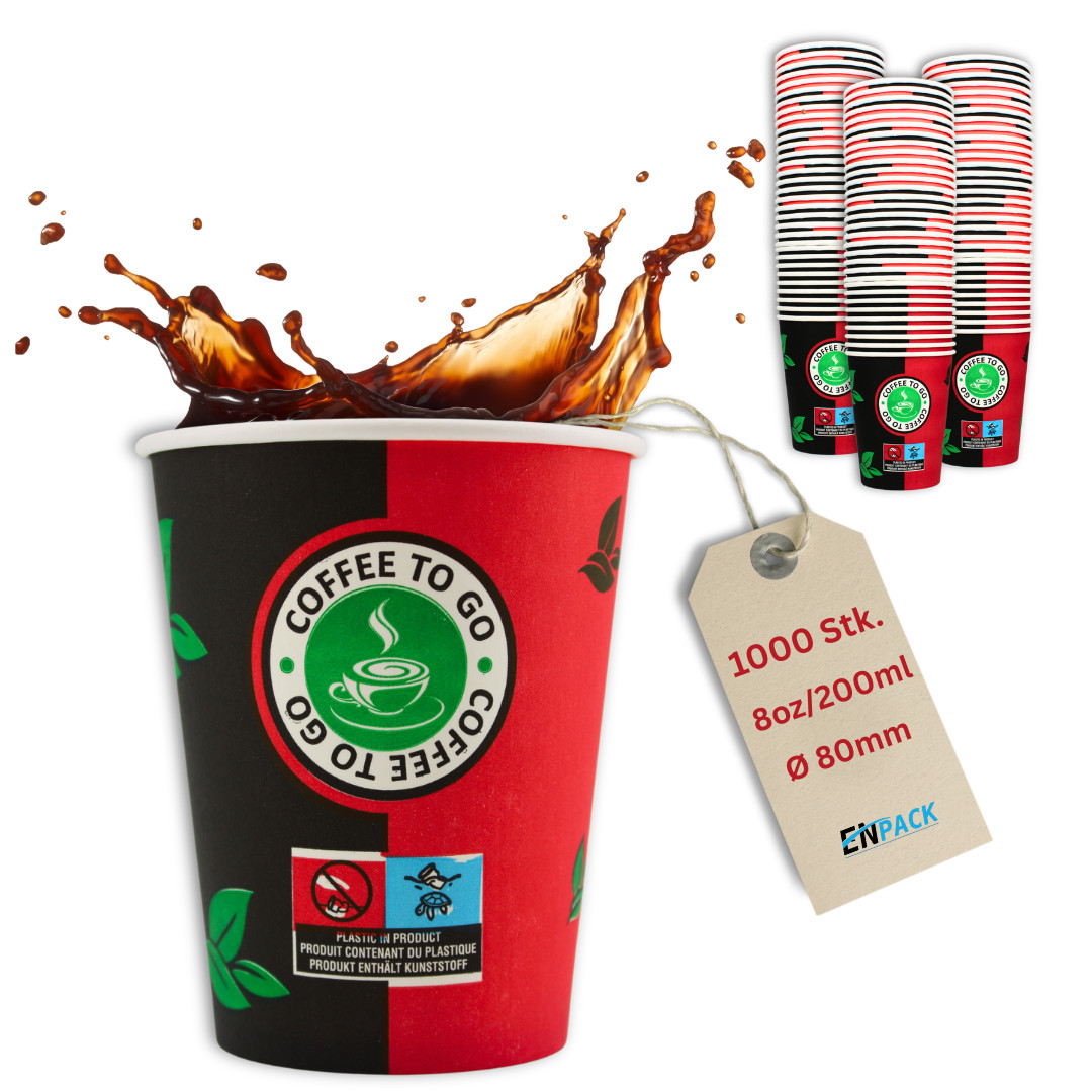 1000 Kaffeebecher To Go 0,2 l/8 oz Pappbecher Coffee to go Becher Einweg Cup