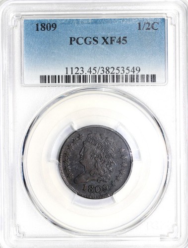 1809 1/2c C-3 Classic Head Half Cent PCGS XF 45 - Picture 3 of 5