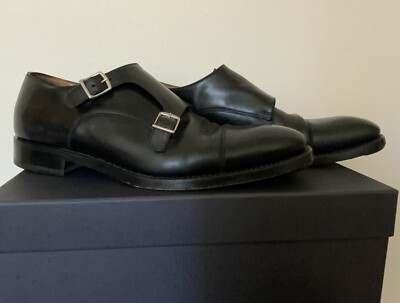 Franceschetti Double Monk Italy Black Leather Shoes MEN'S SZ 9 M EU 42