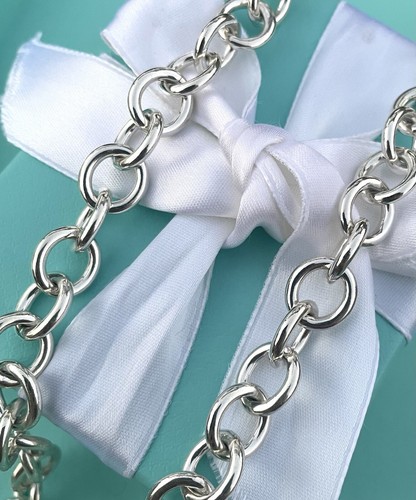 Tiffany & Co. Sterling Silver Clasping END Link Necklace Choker For Charms 18” - Picture 9 of 13