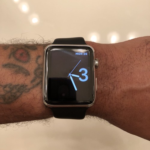 Apple Watch 42mm Stainless Steel Case Black Sport Band Apple Watch 42mm Stainless Steel Case Black Sport Band