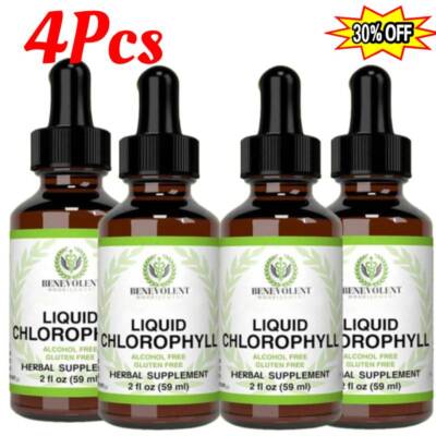 Benevolent Chlorophyll Liquid Drops Organic Detox & Immune Support, 4X