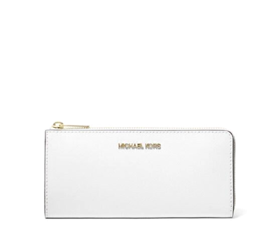 MICHAEL KORS JET SET TRAVEL 長財布 ホワイト New Michael Kors Jet Set Travel Large Leather Quarter-Zip