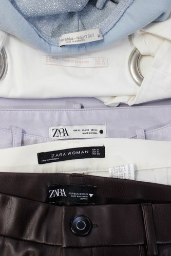 Zara Womens Faux Leather Floral Pants Tank Top Purple White Size XS S