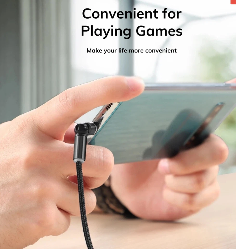 3 in 1 540° Magnetic Fast Charging USB Cable 2.4A Phone Type-C Micro USB IOS - Image 3 of 4