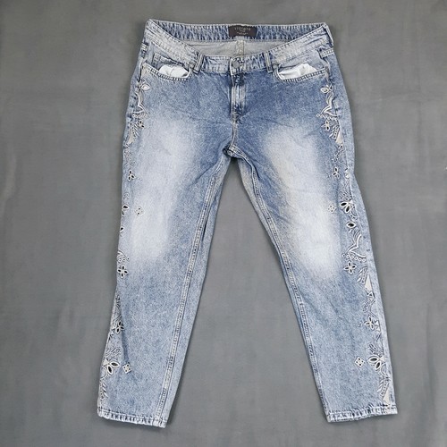 Violeta By Mango Blue Jeans Womens Size 12 Skinny Light Wash Embroidered  Cotton | eBay