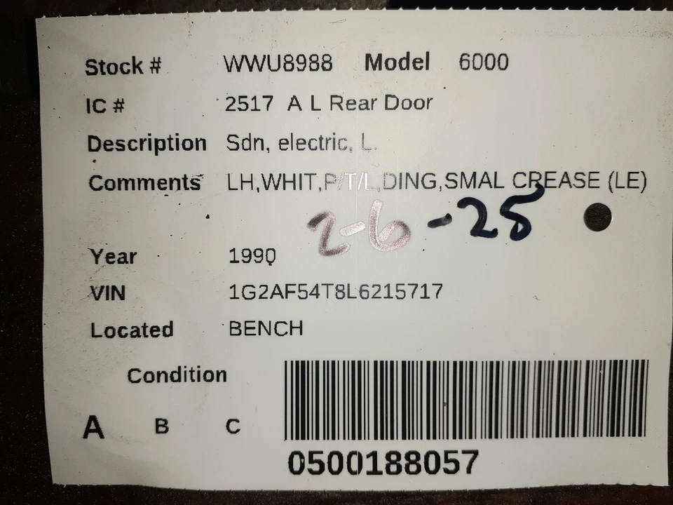 Used Rear Left Door fits: 1990 Pontiac 6000 Sdn electric Rear Left Grade A - Imagem 3 de 4