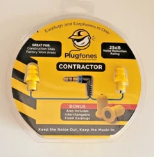 Plugfones - wired earplug headphones, replaceable foam/silicone tips, Plugfones