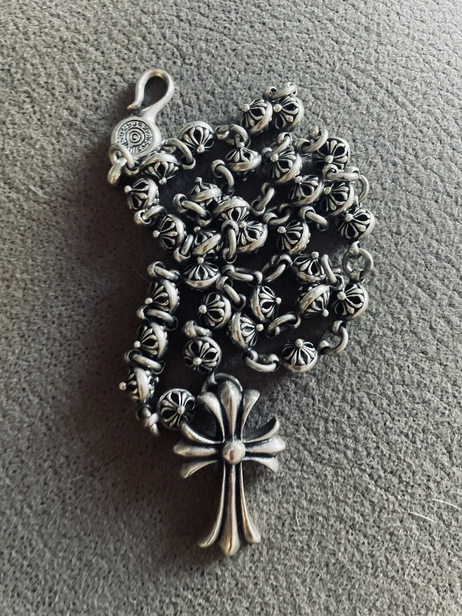 CHROME HEARTS AUTHENTIC XL CROSS BALL NECKLACE WITH CROSS PENDANT