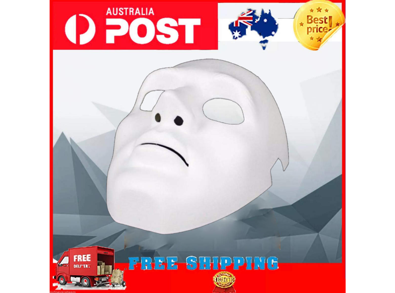 Halloween White Plastic Full Face Mask Australia eBay