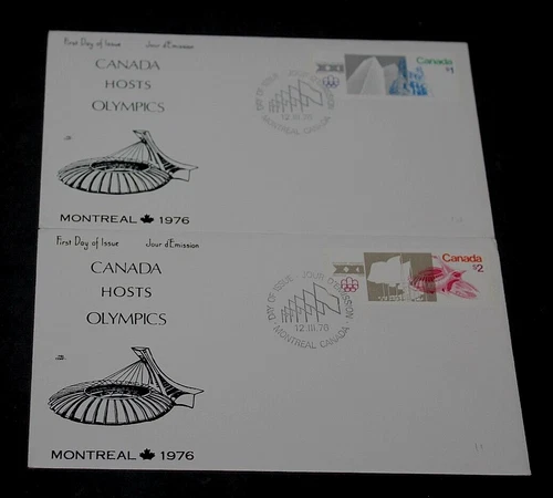 CANADA 1976 $!.00 & $2.00 OLYMPICS ISSUES  ON 2 NR FIRST DAY COVERS