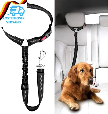 WORAHROE Verstellbarer Anschnallgurt Hund Auto Kopfstütze, Sicherheitsgeschirr Hund, Hund
