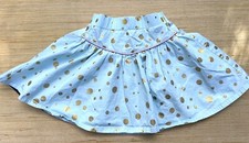 Matilda Jane Girls Blue Gold Metallic Polka Dot Skirt Size 6 0087
