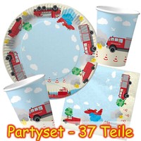 Feuerwehr Party Set - 37Tlg Kindergeburtstag Kinder Geburtstag Dekoset Partyset