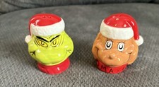 Sleigh Bell Bistro Dr. Seuss's Grinch  Max Ceramic Salt  Pepper Shakers