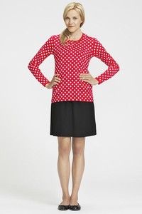 red and white polka dot t shirt