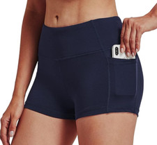 Women'S 8"/ 5"/ 3" Biker Shorts High Waist Yoga Workout Gym Running Volleyball S