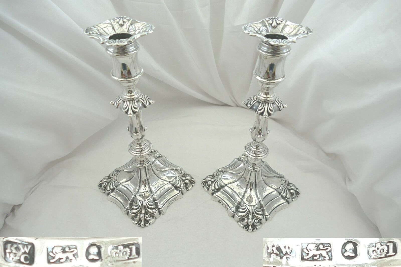 RARE PAIR WILLIAM IV HM STERLING SILVER CANDLESTICKS 1833